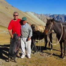 Alfred with Mario, our mule and horse drover to the base camp of Volcan Tinguiririca